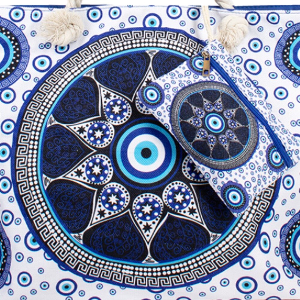 Evil Eye Mandala Waterproof Tote with wallet
